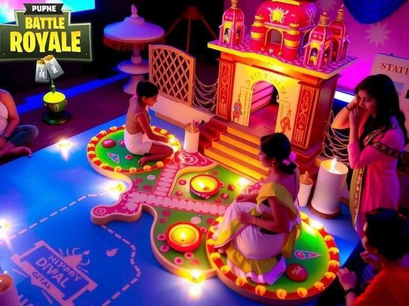 Pune Battle Royale Diwali Event - Celebrate with the Community Pune Battle Royale Diwali event showing decorated map with diyas and players in traditional attire